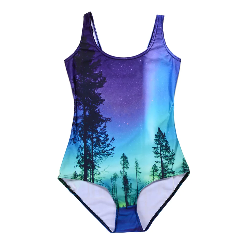 Summer New Sexy Women AURORA SKYE Print Bikini Set Digital Bodysuit