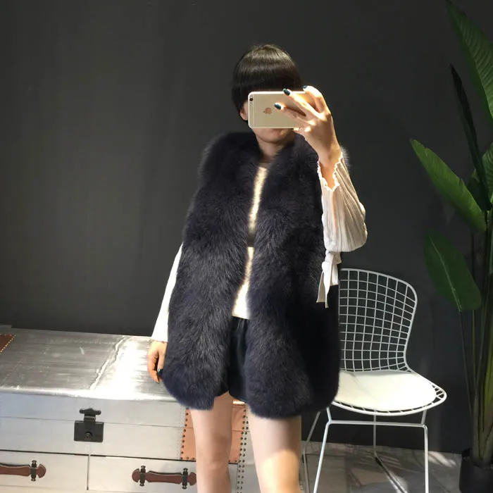 

REROYFU Genuine Fur Vest Whole Woman Real Fur Coat For Women's Natural Fox Fur Jacket Waistcoat