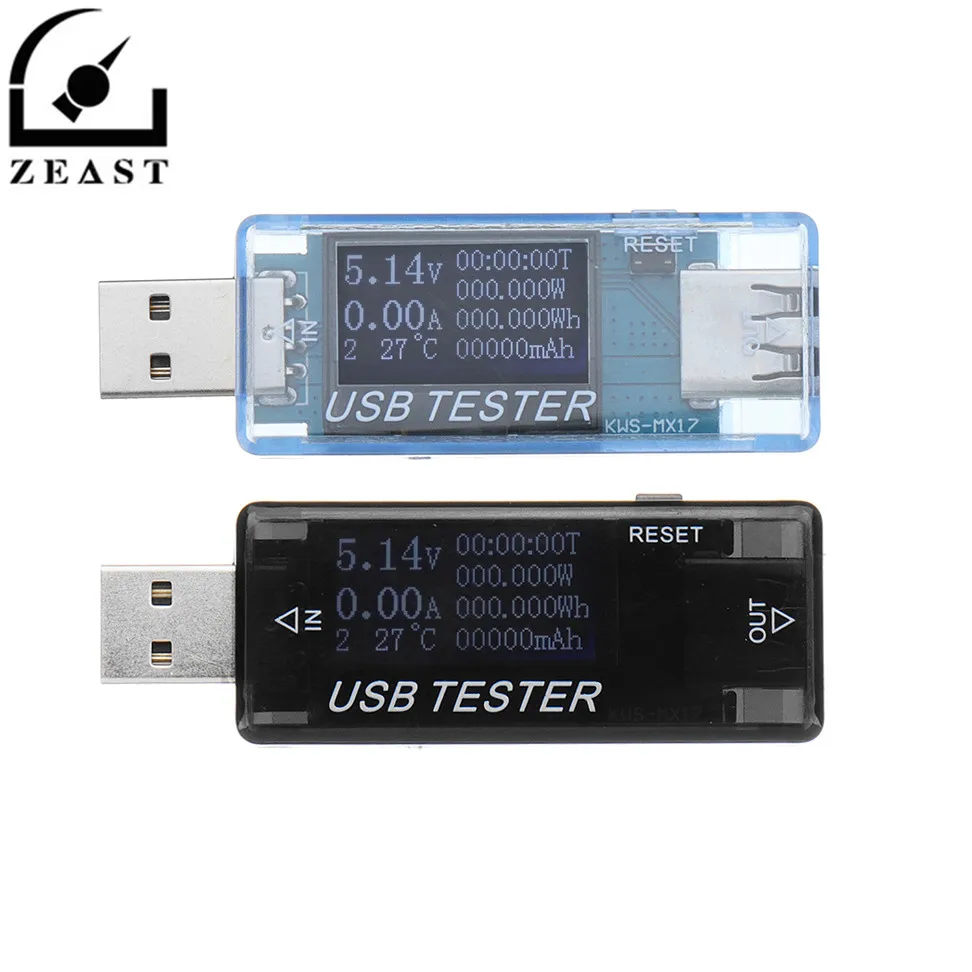 

8 in 1 QC2.0 3.0 4-30V Electrical Power USB Capacity Voltage Tester Current Meter Monitor Blue / Black KWS-MX17