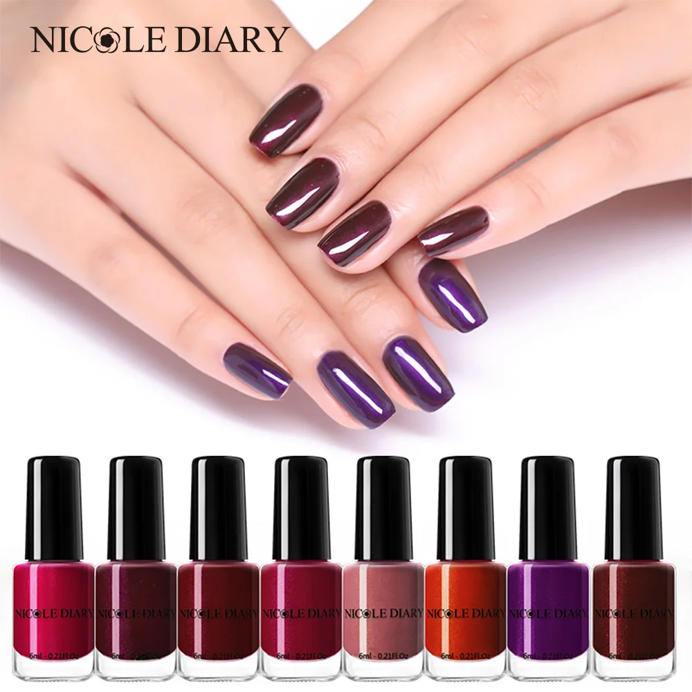 

NICOLE DIARY 6ml Peel Off Nail Polish Lacquer Gray Red Series Pure Nail Color Nail Art Polish Water-based Varnish