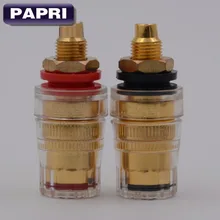 EIZZ 24K Gold Plated Brass Connector Speaker Binding Post Banana Jack HIFI DIY Amplifier Tube AMP