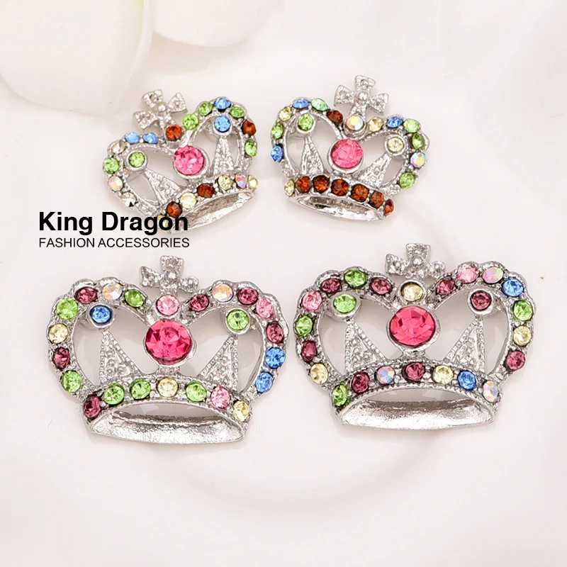 

Colorful Rhinestone Crown Embellishment Used On Decoration 19MM or 29MM 10pcs/lot Nickel Color Flat Back KD22