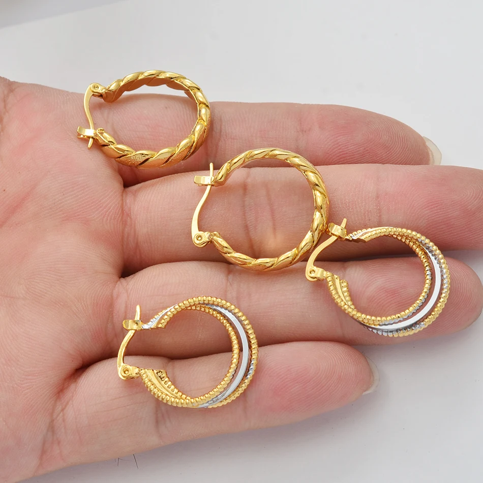 

Anniyo (1 Pairs) Silver/Gold Color Stud Earrings for Women Girls African Arab Middle East Jewelry Birthday Gift #016716