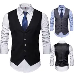 Мужской костюм в британском стиле жилет однобортный v-образный вырез обтягивающий официальный Blazer FS99