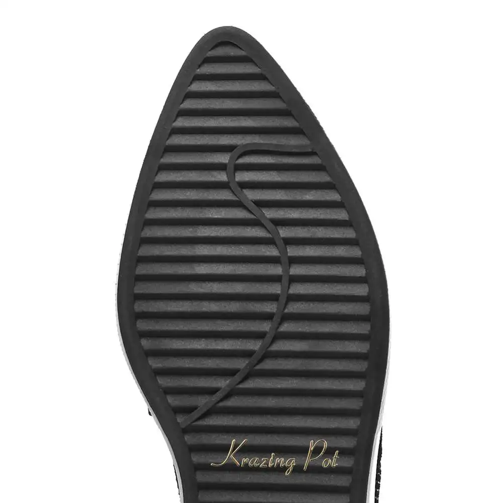 Новинка года; классические замшевые лоферы без застежки с острым носком, украшенные бантом-бабочкой; женская Вулканизированная обувь на высокой платформе; L23