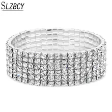 SLZBCY шикарная женщина Ювелирные изделия из кристаллов со стразами эластичный стрейч браслет свадебные подарок pulseira браслеты masculina