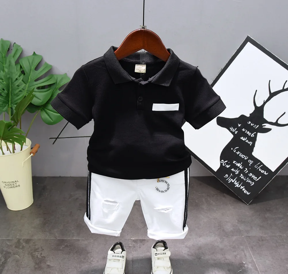 

Baby boy summer clothes Pure color T- shirt +Pants boys outfit Cotton Infant Clothes Sport Suits tracksuit 2-6years