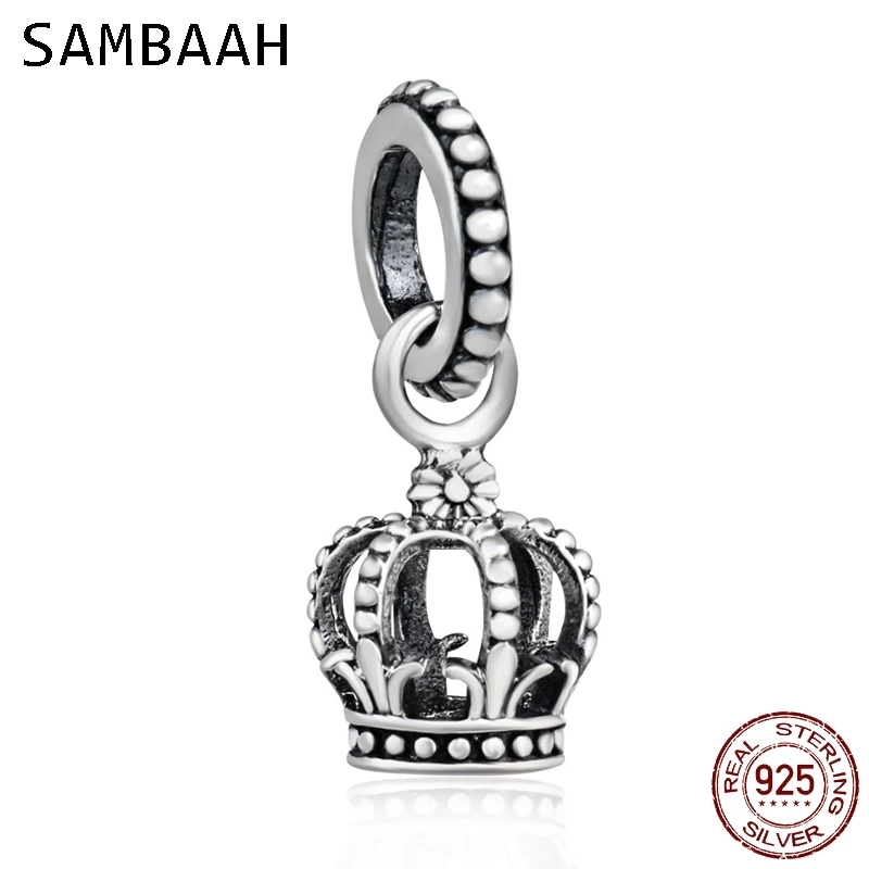 

Sambaah Dangle Noble Splendor Crown Pendant 925 Sterling Silver Royal Crown Charm Beads fit Original Pandora DIY Bracelet SS2919