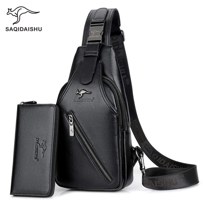 

New Men's Fashion Chest Bags Leisure Travel Men Shoulder Strap Crossbody Bag Leather Chest Pack Back Bag Messenger Bags