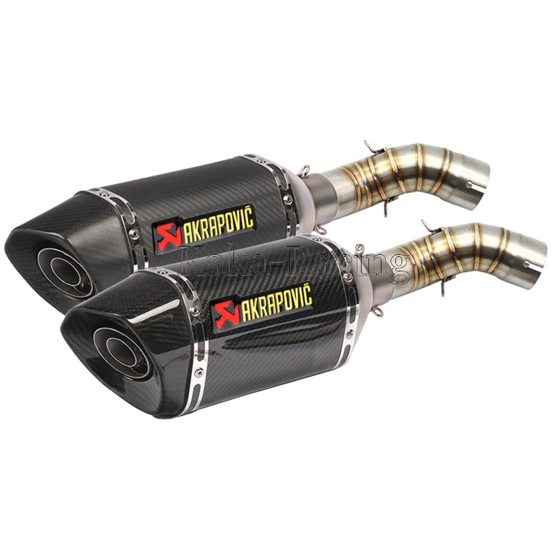 

For Kawasaki Z900 Akrapovic Exhaust Motorcycle Carbon Fiber Muffler slip on System Mid Link Pipe with Carbon fiber Escape Moto