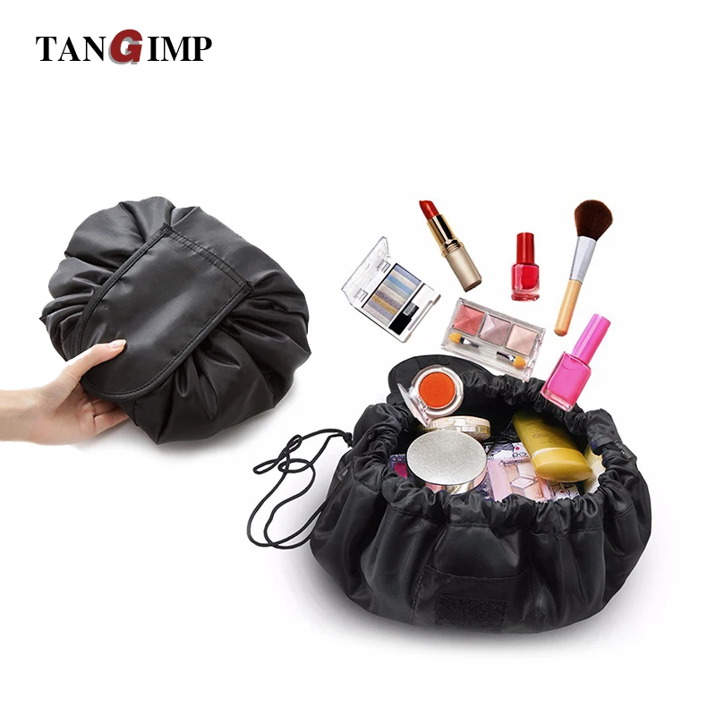 TANGIMP Drawstring Lazy Cosmetic Bags Organizer Case Women Makeup Large