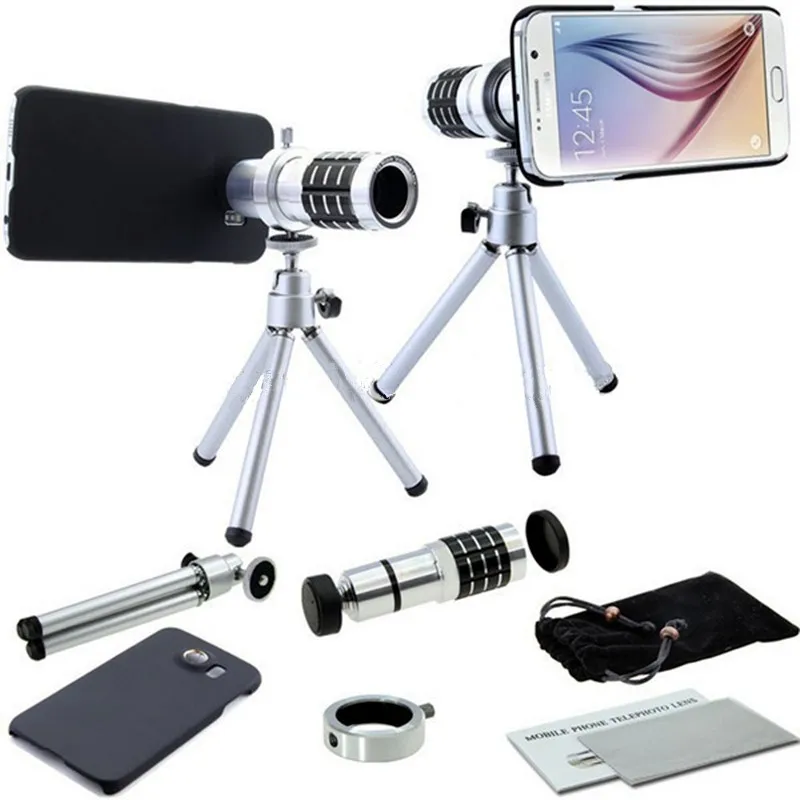 

2017 New Phone Camera Lenses Kit 12x Zoom Optical Telescope Telephoto Lens For iPhone 4 4s 5 5s 6 6s 7 Plus Samsung Cases Tripod