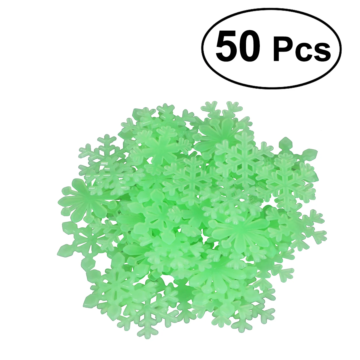 

50PCS 3D Luminous Fluorescent Snowflake Wall Stickers Decals Window Clings For Christmas Party Kids Room Home Decoration (Green)