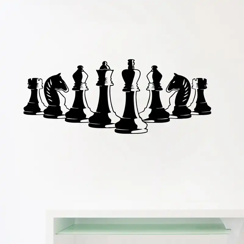 Chess Pieces Wall Decal Bedroom Decor Strategy Board Game Interior