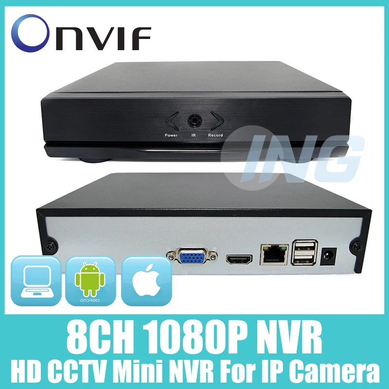 8 Channel Mini NVR H.264 HD 1080P Network Video Recorder HDMI 8 CH CCTV NVR for IP Camera Support CMS ONVIF 2.0 P2P Cloud System