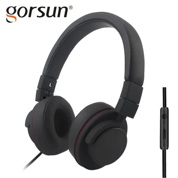 

GORSUN HiFi Adjustable Headset Earphone 3.5mm Wired Foldable Headphone with Microphone Volume Control for Cellphone Computer