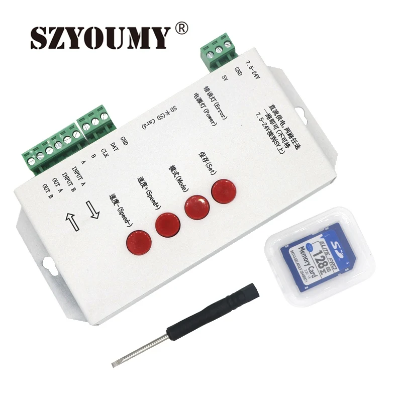 Полноцветный контроллер SZYOUMY T1000S для Pixel WS2811 WS2801 WS2812B LPD8806 6803 1903 улучшенная