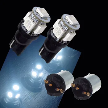 

PA LED 2pcs x T10 168 W5W 5SMD LED Auto Wedge Bulbs White 12V + 2 BA15S Convertors SOCKET Connector BASE