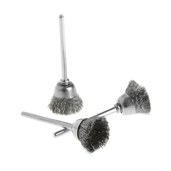 

3Pcs Steel Wire Wheel Brush Head Abrasive Deburring Drilling Tools Bowl-Shape