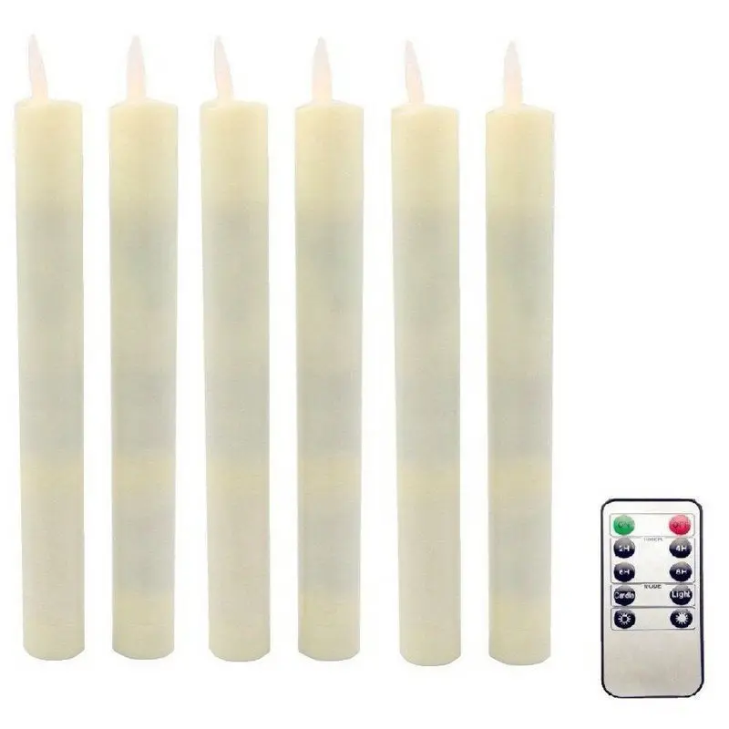 

12pcs 8" moving dance wick LED Taper remote controlled w/timer function Stick Candle Xmas Wedding Home Table Decor 21CM(H)-Amber