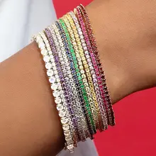 Высокое качество Искрящийся AAA+ кубический цирконий зубчатая установка cz цепь для тенниса хип-хоп шикарный женский пара белый красный цвет браслет