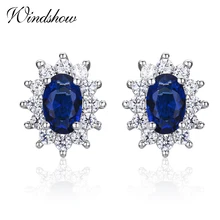 Милый маленький стерлингового серебра 925 Овальный Синий CZ Циркон Серьги-гвоздики для Для женщин Обувь для девочек детей ювелирных изделий Обувь для девочек принцесса aros Aretes
