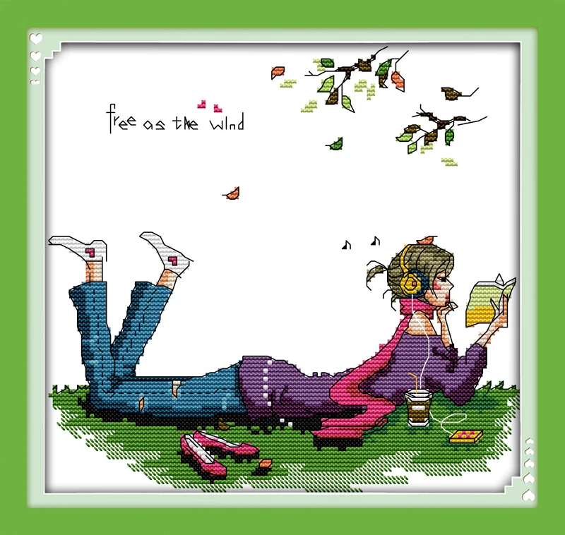 

Free as the Wind Counted Cross Stitch 11CT Printed 14CT Cross Stitch Set DIY Cotton Cross-stitch Kit Embroidery Needlework