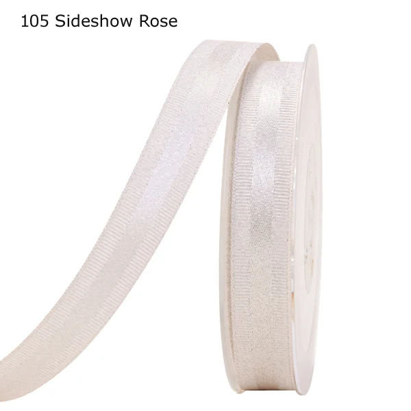 Silver Purl Grosgrain Edge Satin Ribbon 105
