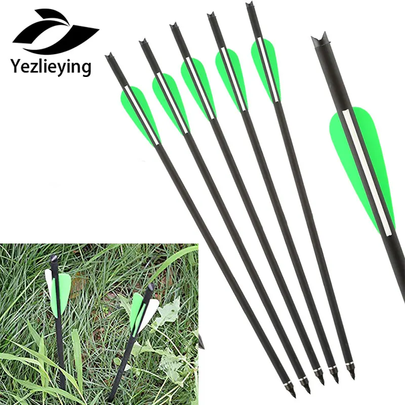 

Hunting archery 16" 20"12pcs Carbon Arrows Crossbow Bolts for Crossbow Archery Green/White For Recurve/composite bow