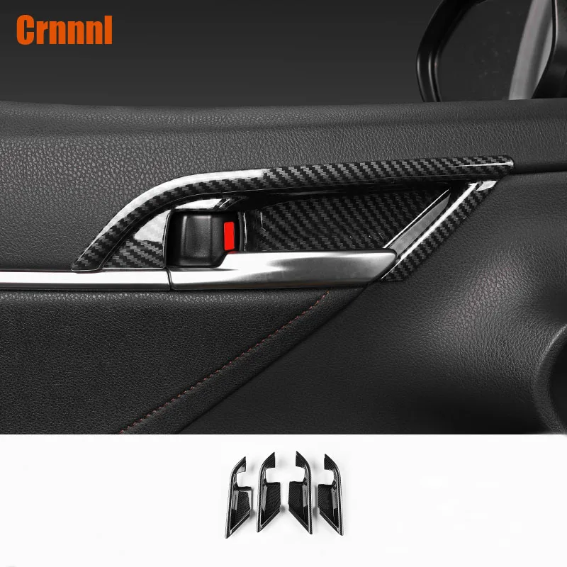 

Carbon fiber style Inside the door shake handshandle of decorative covers car accessories For Toyota camry 2018 XV70