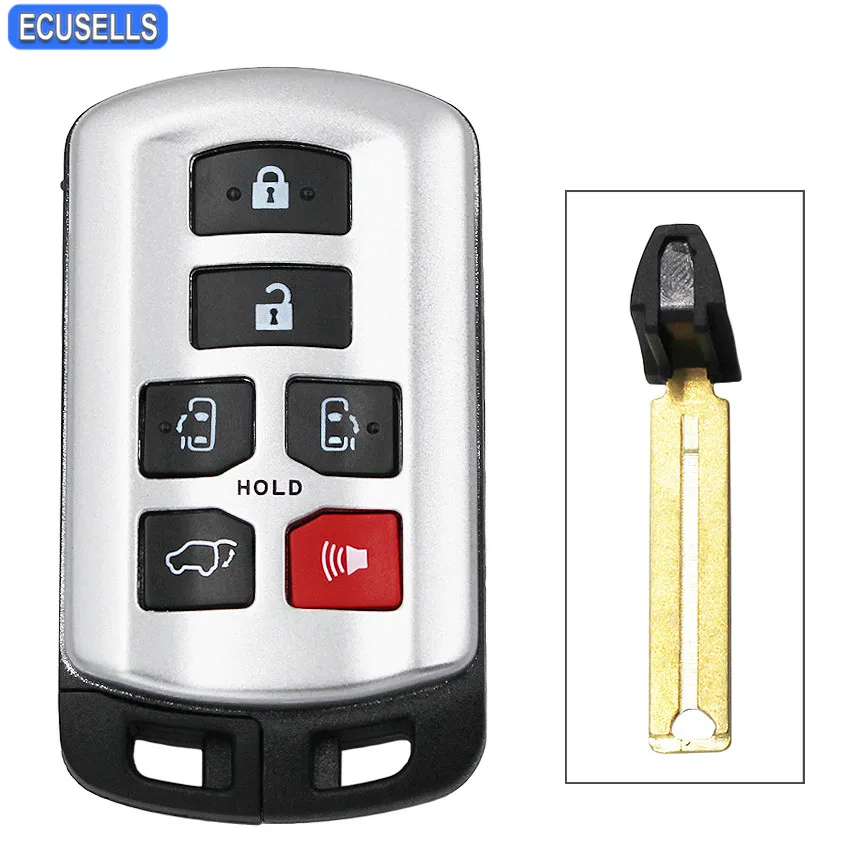

5+1/6 Button Car Alarm Key Housing Smart Remote Key Shell Case For Toyota Sienna 2011-2017 HYQ14ADR With Insert Emergency Blade