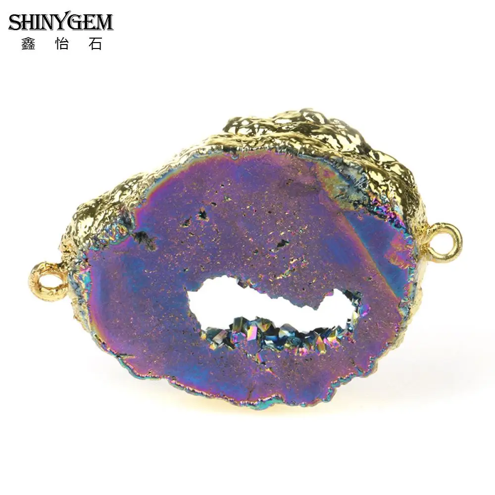 ShinyGem из друзы Камень Подвески минеральные Натуральный Камень Подвески для изготовления ювелирных изделий Разъемы для DIY ювелирных изделий 5 шт