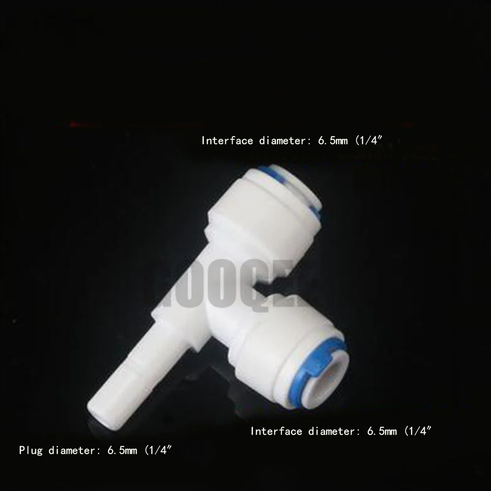 

T Shape 3 Way RO Water 1/4" OD Hose Coupling 1/4" Pipe Reverse Osmosis Aquarium System Plastic Quick Fitting Connector