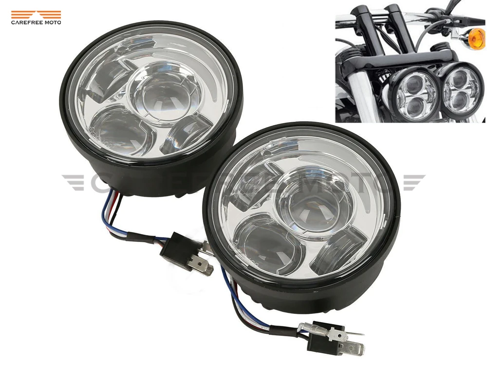 

4.65" Motorcycle LED Projector Daymaker Headlight Moto Front Light Case for Harley Dyna Fat Bob FXDF 2008-2016