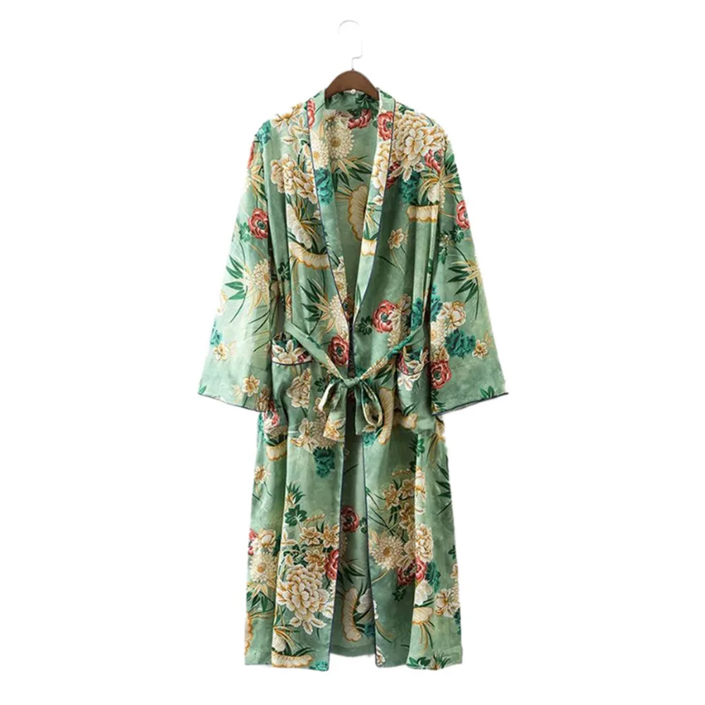 

Vintage T shirt Ethnic Floral Print Sashes long Kimono T Shirt Women Fashion Cardigan Casual Tops blusas chemise femme blusa