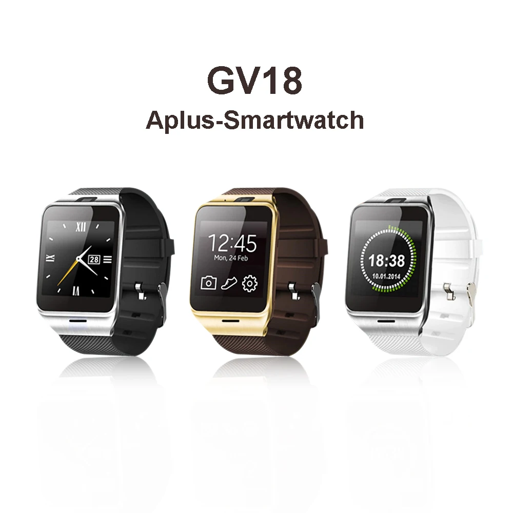 imágenes para Aplus Gv18 Reloj Teléfono Inteligente Bluetooth Muñeca Androide Reloj Inteligente Usable dispositivo Móvil GSM SIM Soporte NFC FM PK DZ09 GT08 U8 imágenes para Aplus Gv18 Reloj Teléfono Inteligente Bluetooth Muñeca Androide Reloj Inteligente Usable dispositivo Móvil GSM SIM Soporte NFC FM PK DZ09 GT08 U8