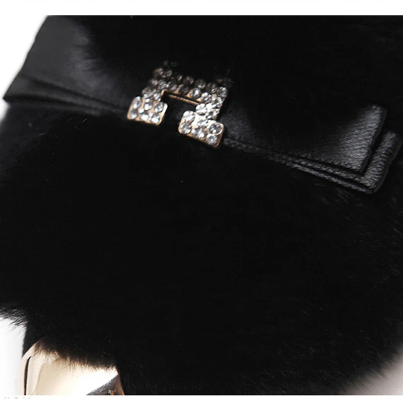 Glissent Sur Hyoma Bowtie Gary De Femmes Appartements Femme Chaussures Noir Mujer Fourrure Confortable Strass Plus gris Pointu Noir Bout Taille Zapatos 4w8azqE