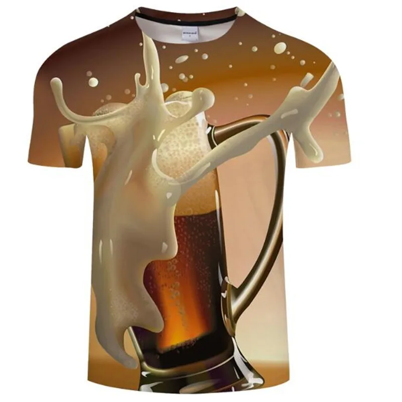 

Summer 2019 men's clothing brand o-neck clock jacket beer short-sleeved 3d t shirt digital printing T-shirt Homme large size 5xl