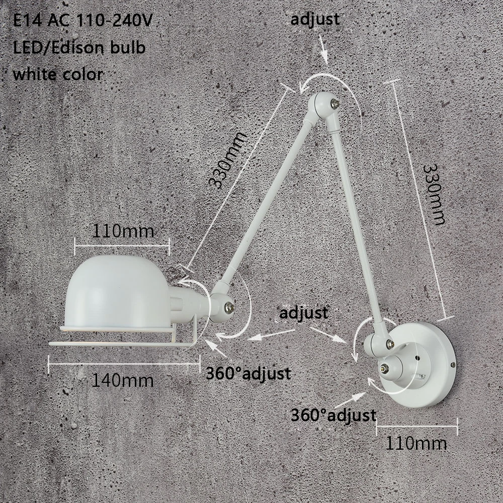 Настенный светильник e14 механический кронштейн французский Jielde настенный светильник Reminisce Выдвижной двойной винтажный складной стержень без выключателя lustre