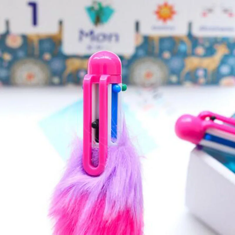 Escolar de Escritório Criativo Cores Plush Aquecimento Plástico Arco-íris Esferográfica Canetas Moda Material Bonito Negócio Escrita 10 Pçs 6 5 Cheap Canetas esferográficas