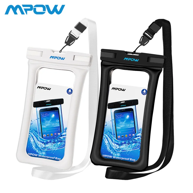 

2pcs Mpow IPX8 Waterproof Pouch Universal For iPhone Xs Max Smartphones Up tp 6.5inch Floatable Phone Case Bag Black/White/Pink