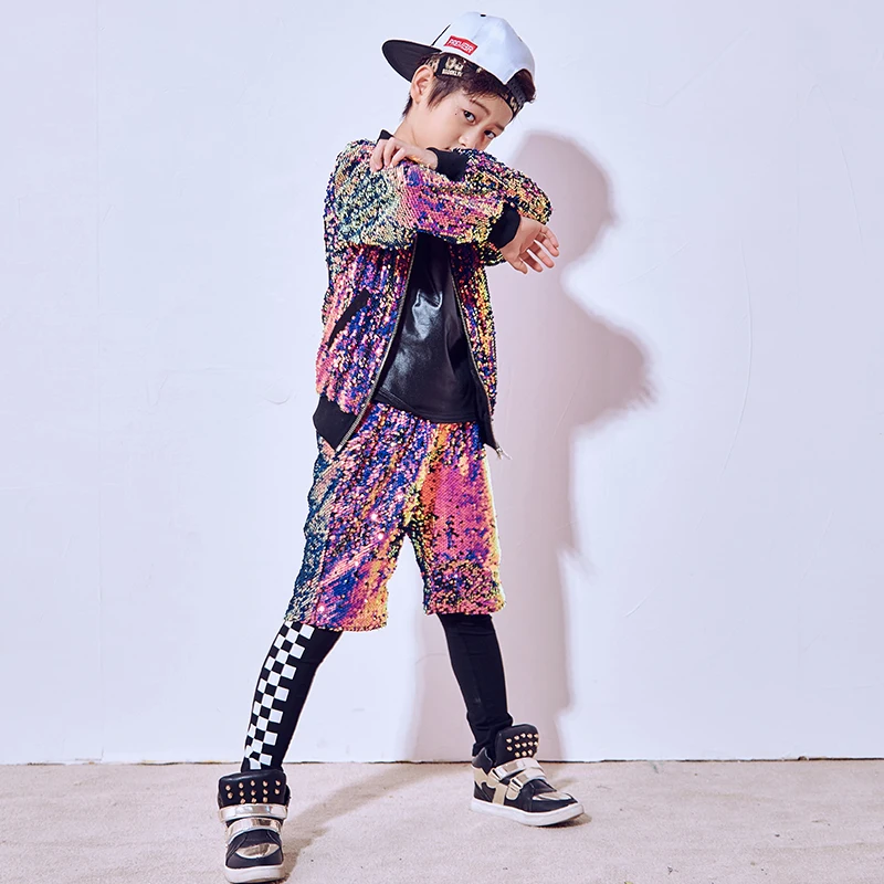 

New less children's street dance set spring and autumn costumes sports meeting boys hip hop jazz dance show clothing tide dance