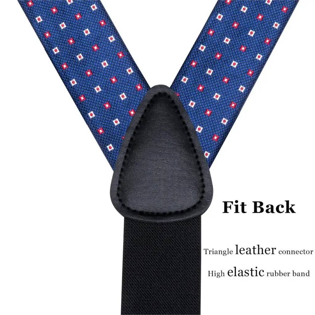 Мужские подтяжки шелковый галстук-бабочка набор запонок y-образный эластичный пояс 6 Клипов темно-синий плед защита для колена для костюма Hi-Tie BD-3006