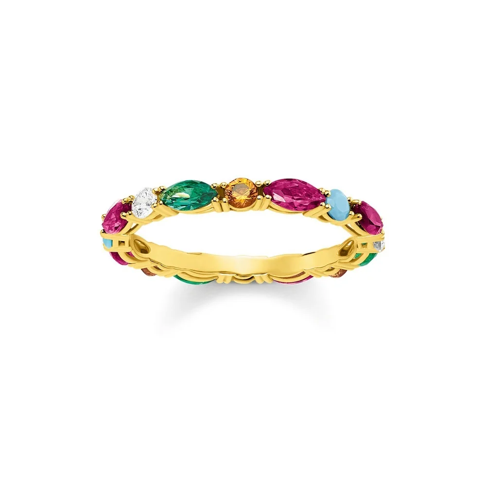 

Filigree Ring Colorful Stones Gold Color Rings For Women & Girls 2019 New 925 Sterling Silver Fashion Jewelry Glam Gift Bague
