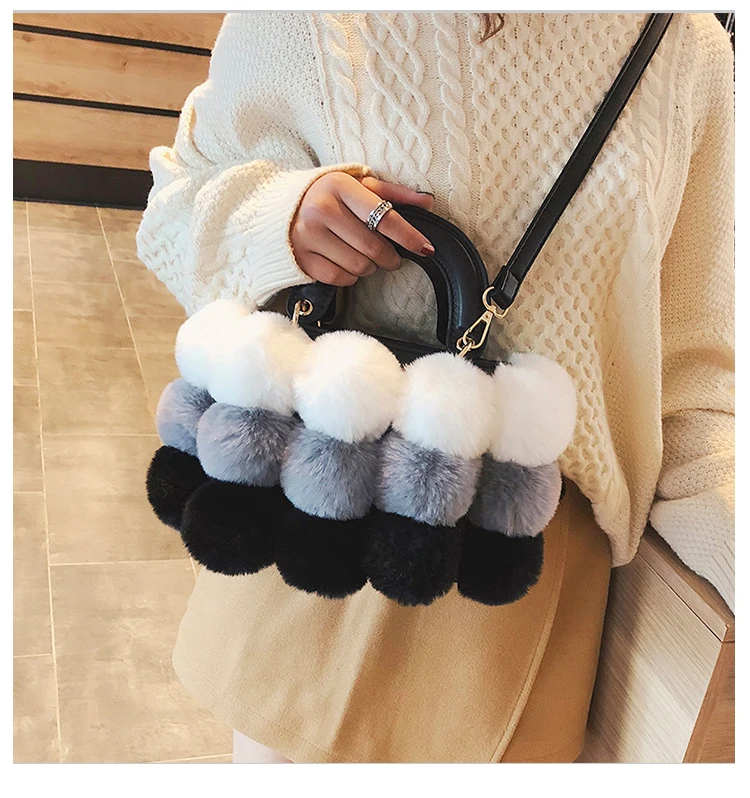 Fluffy Barrel-shaped Winter Shoulder Crossbody Bag