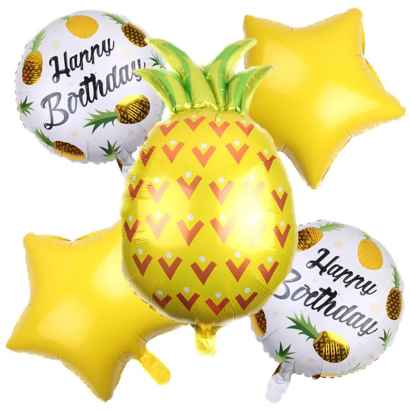 

GOGO PAITY New 5pcs/lot Fruit Pineapple Series Set Aluminum Balloons Holiday Party Decoration Decorative Balloon Self Sealing