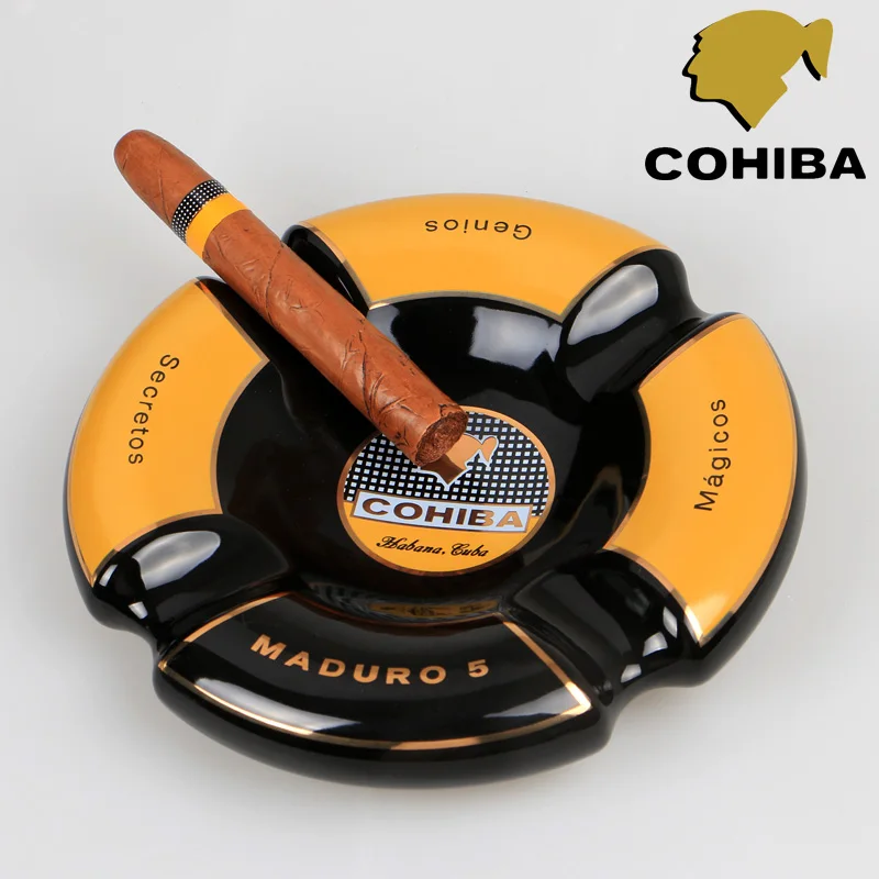 Wholesale Price! COHIBA High-definition fashion 4 Holder China Large Size Round Cigar Ashtray Wholesale Price! COHIBA High-definition fashion 4 Holder China Large Size Round Cigar Ashtray