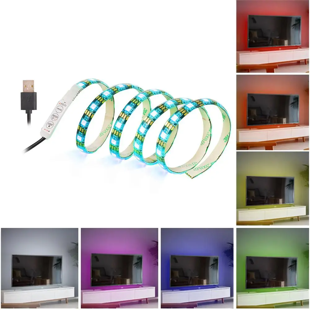 Сзади полосы света 60 светодиодный лампы USB Мощность с несколькими цветами RGB цвет под кабинет свет настроения для средний плоский Экран