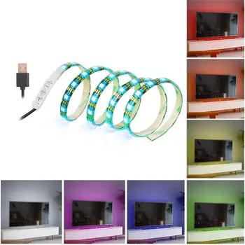 

Back Strip Light 60 LED Bulbs USB Power RGB Multi-color Under Cabinet Mood Light for Medium Flat Screen, LCD Desktop Monitors