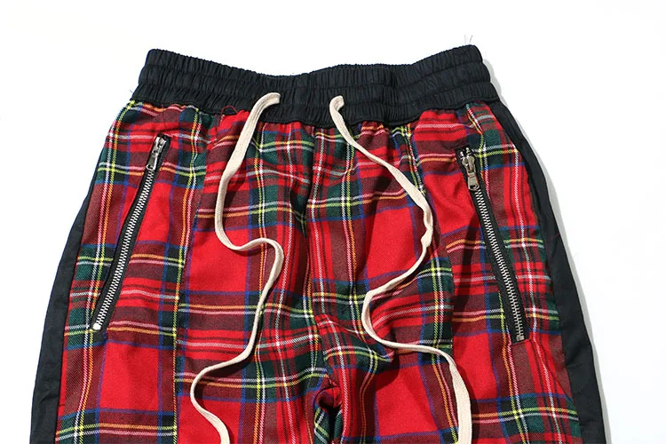 Шотландские клетчатые брюки для бега мужские городская уличная одежда винтажные мужские клетчатые спортивные брюки хип-хоп с застежкой на лодыжке